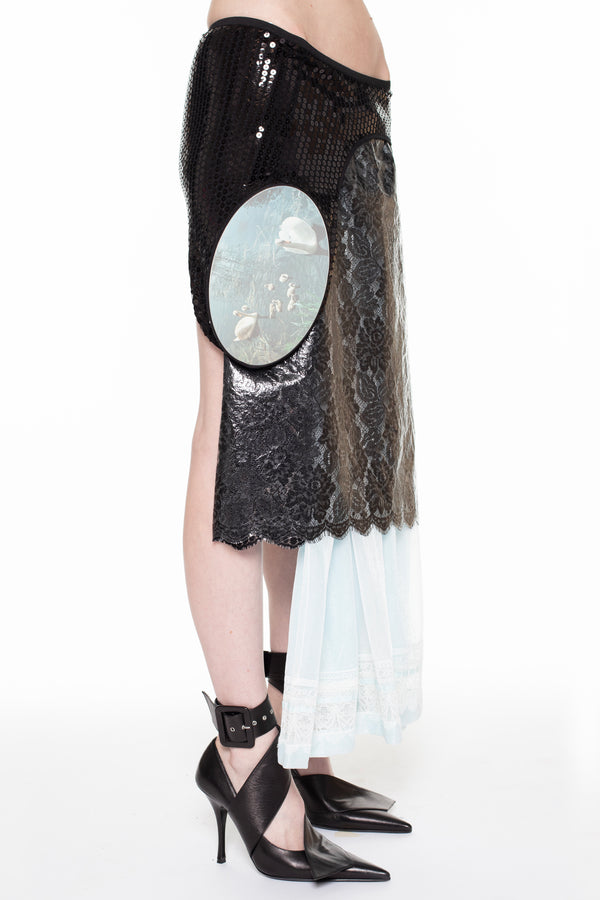 LAYERED DISPLAY SKIRT in black and blue LAYERED DISPLAY SKIRT in black and blue