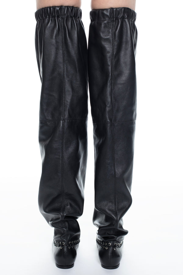 LEVEL BOOT, FLAT THIGH HIGH in black nappa LEVEL BOOT, FLAT THIGH HIGH in black nappa