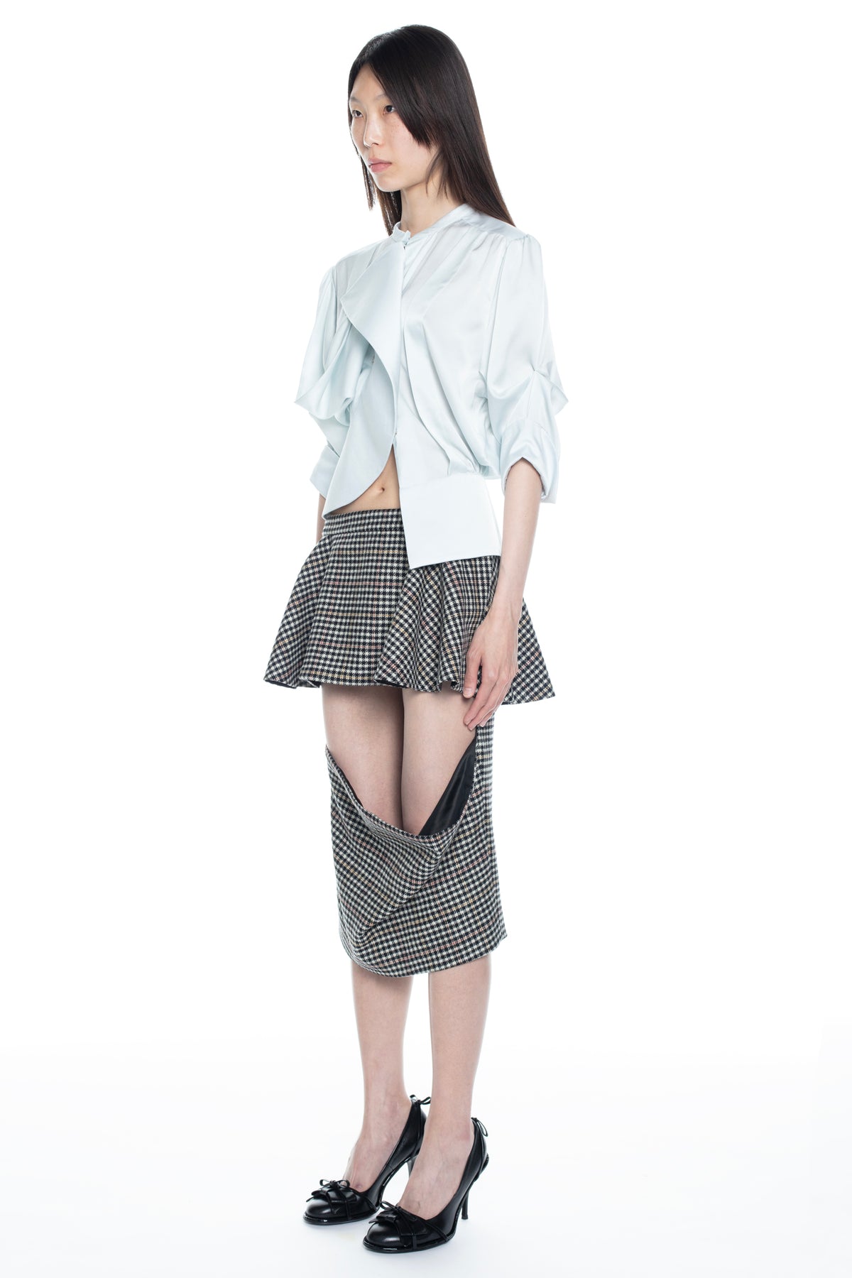 SLICED PENCIL SKIRT in tartan