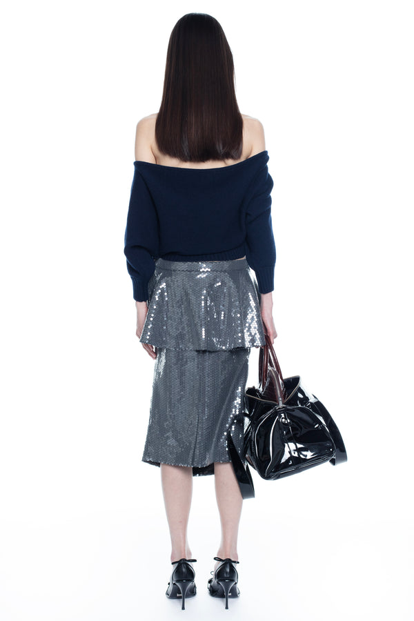 SUSPENDED NECKLACE SWEATER in navy SUSPENDED NECKLACE SWEATER in navy