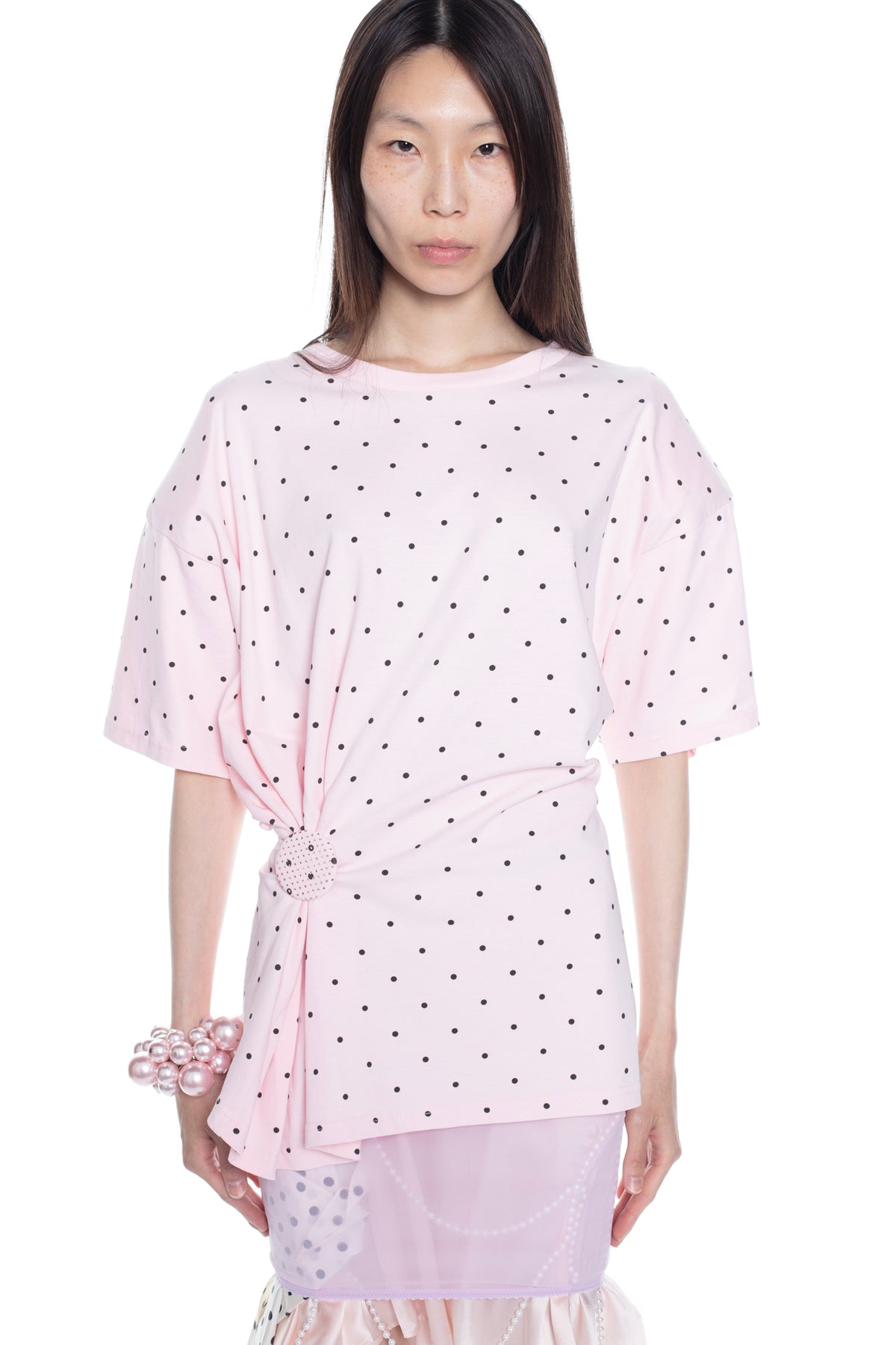 PINNED PYJAMA T-SHIRT in pink and black