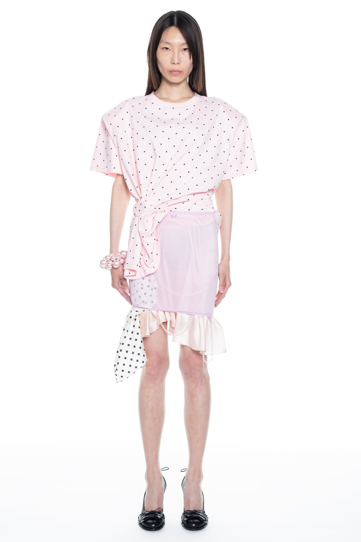 PINNED PYJAMA T-SHIRT in pink and black