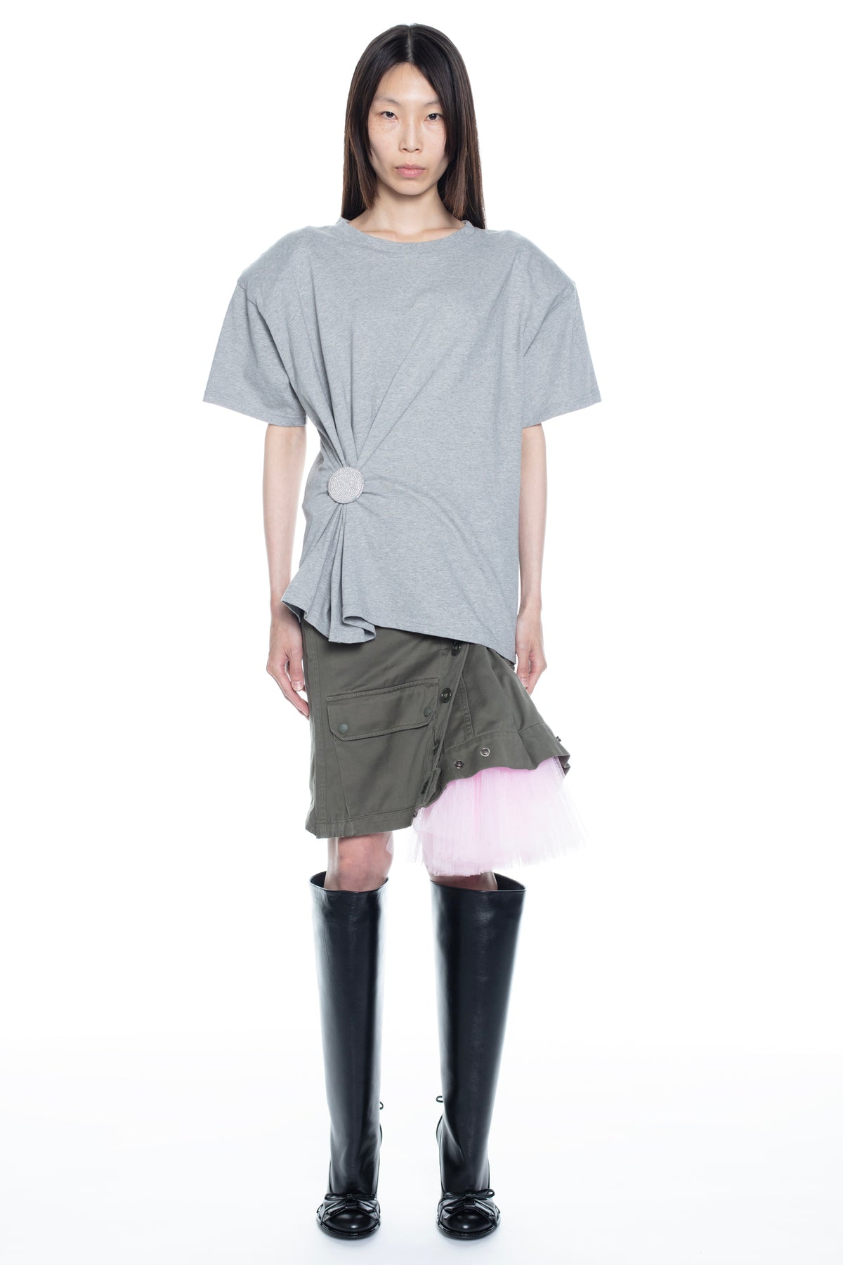 PINNED T-SHIRT in heather grey