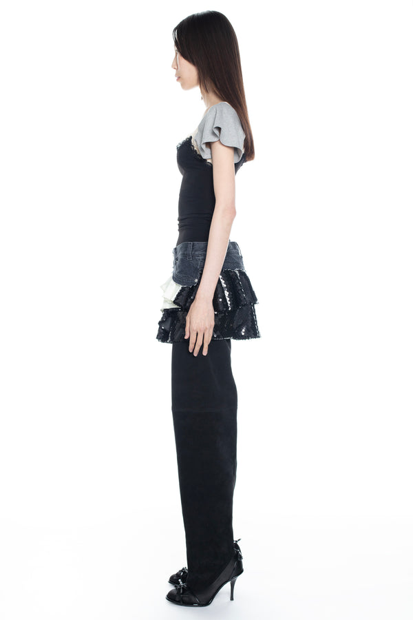 SEQUIN TRIPLE SKIRT in black SEQUIN TRIPLE SKIRT in black