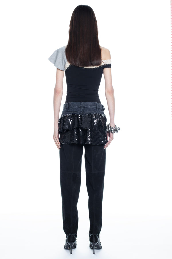 SEQUIN TRIPLE SKIRT in black SEQUIN TRIPLE SKIRT in black