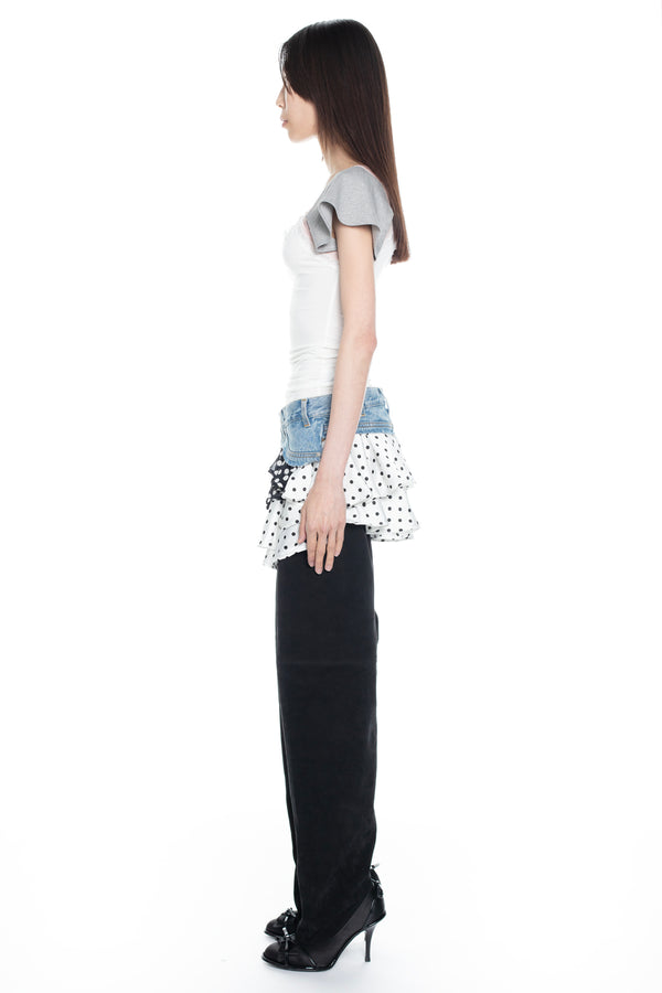 POLKA DOT TRIPLE SKIRT in light blue POLKA DOT TRIPLE SKIRT in light blue