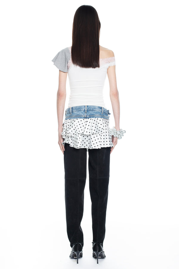 POLKA DOT TRIPLE SKIRT in light blue POLKA DOT TRIPLE SKIRT in light blue