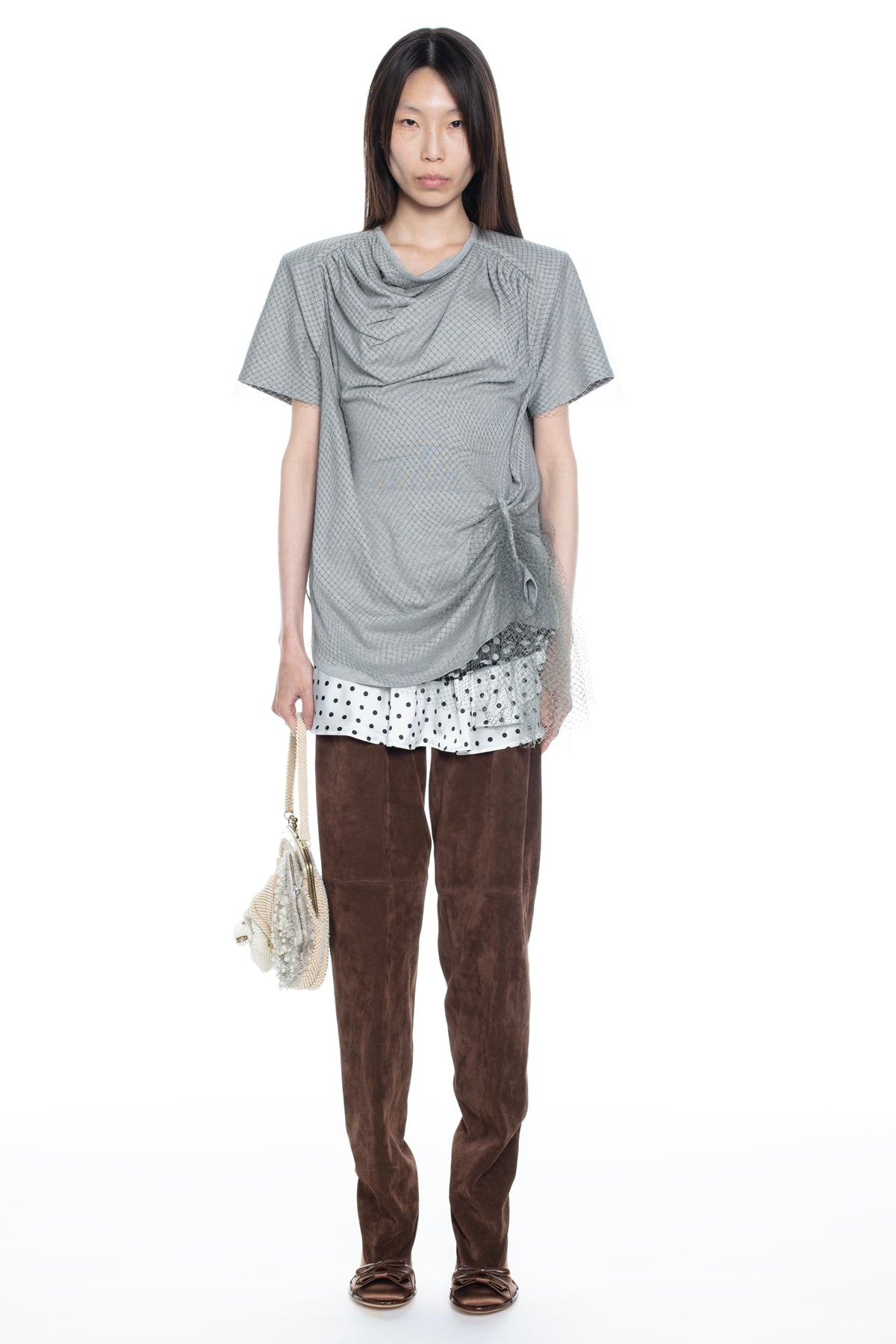 CINCHED T-SHIRT in heather grey