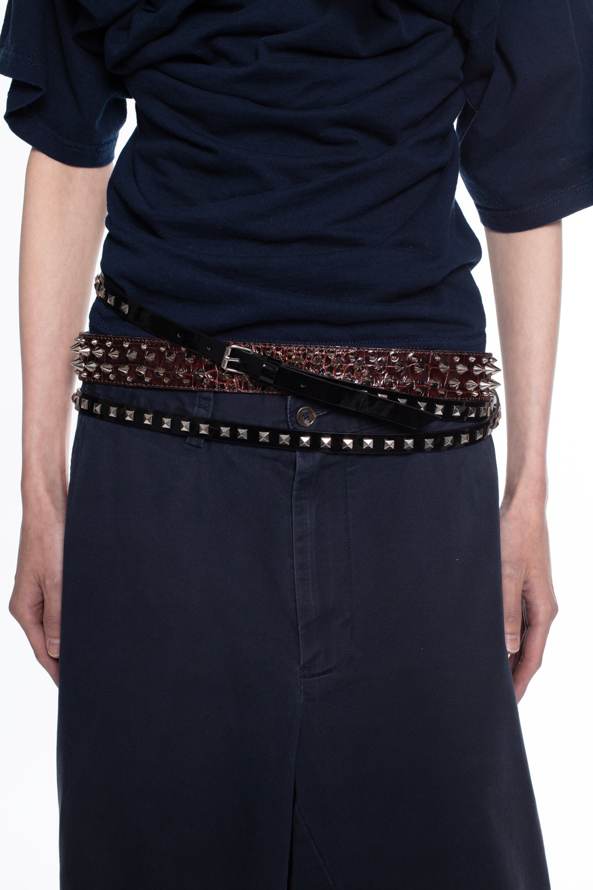 TRIPLE BELT in black and brown