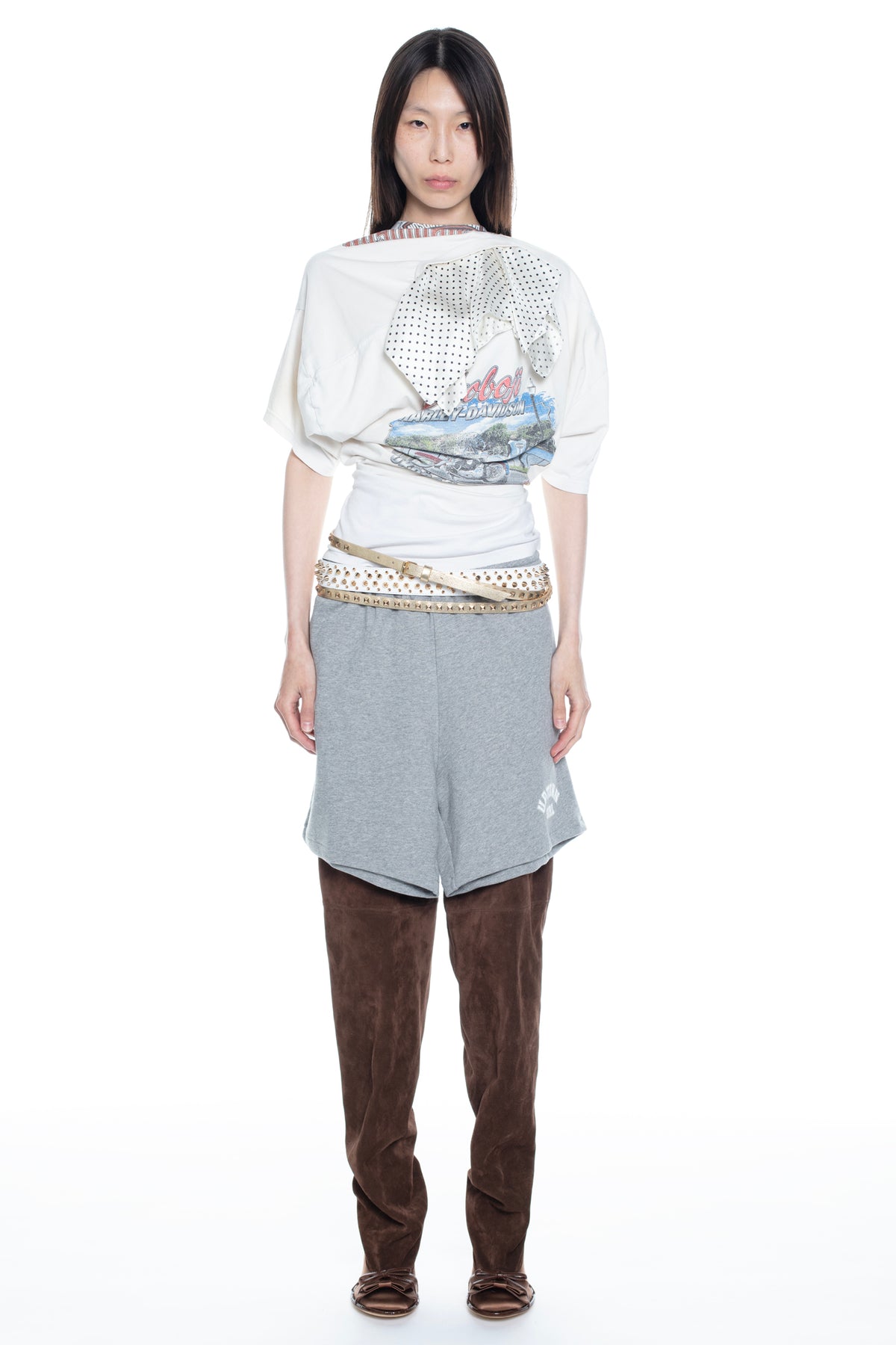REVERSIBLE SWEATSHORT SKIRT in heather grey