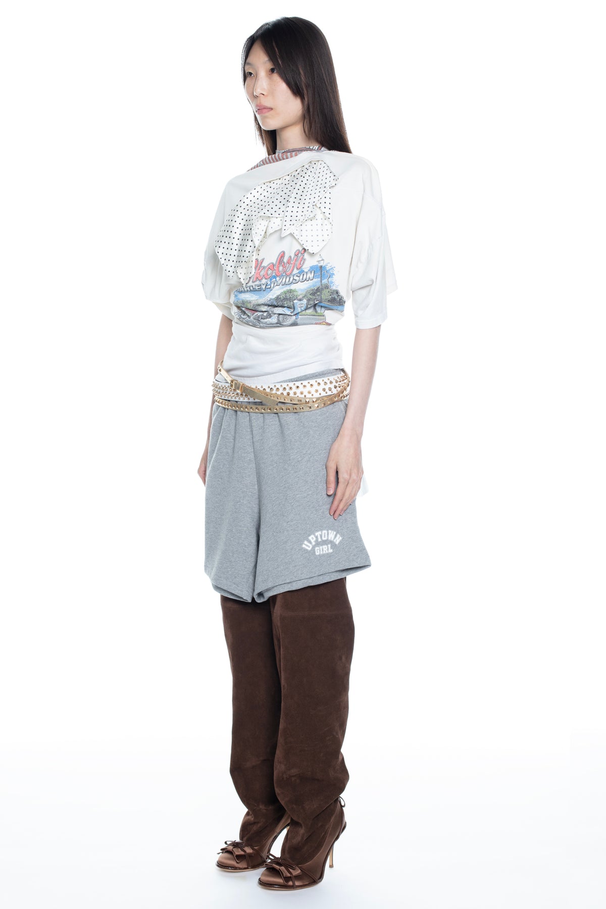 REVERSIBLE SWEATSHORT SKIRT in heather grey