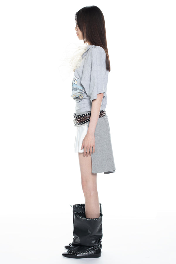 TWISTED NIGHTGOWN T-SHIRT in heather grey TWISTED NIGHTGOWN T-SHIRT in heather grey