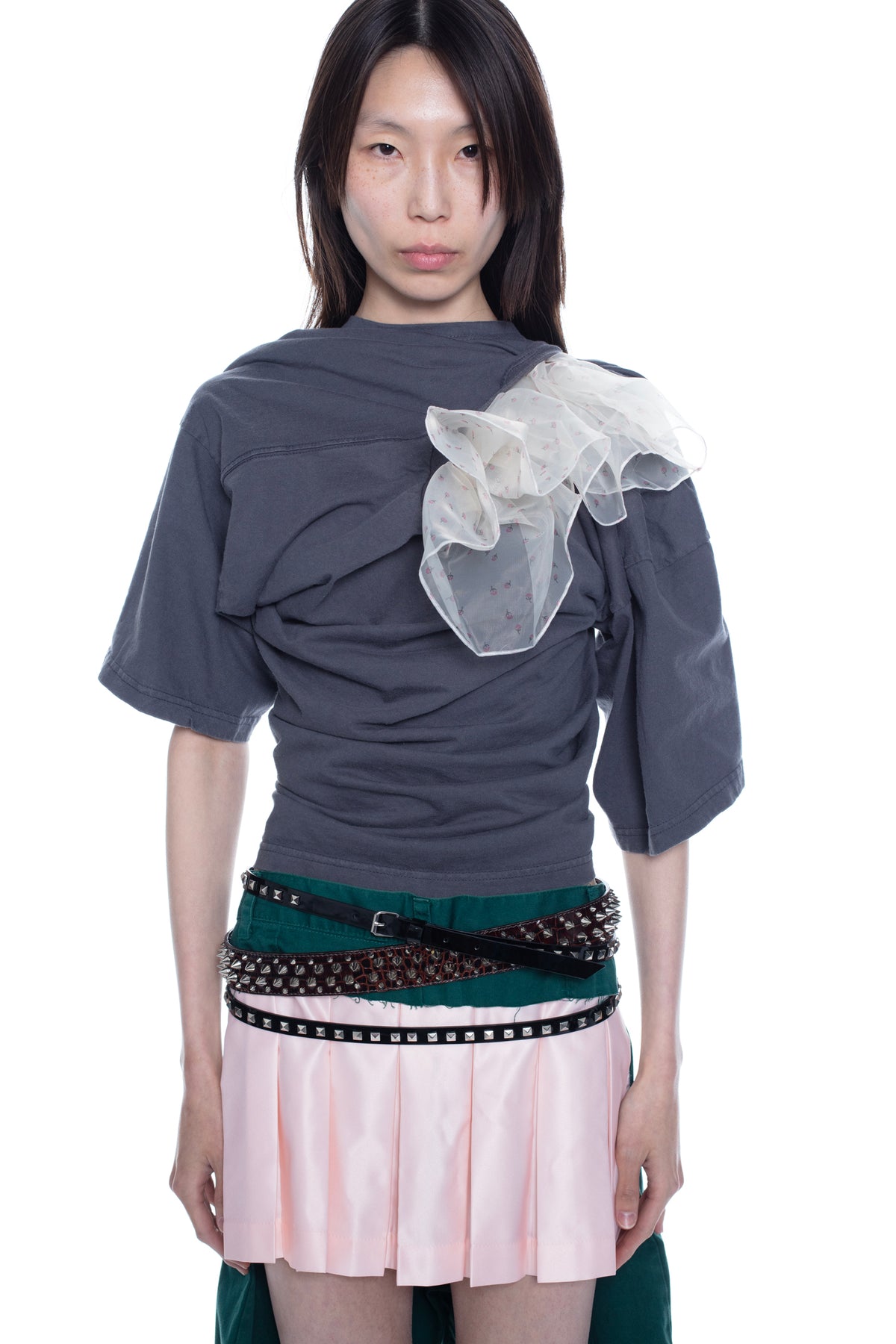 TWISTED NIGHTGOWN T-SHIRT in charcoal