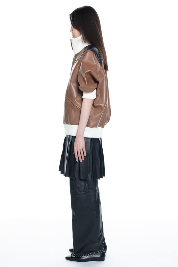 LEATHER BOMBER DRESS in brown LEATHER BOMBER DRESS in brown