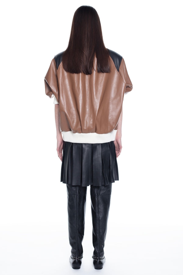 LEATHER BOMBER DRESS in brown LEATHER BOMBER DRESS in brown