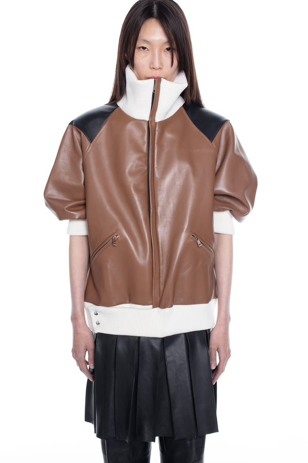LEATHER BOMBER DRESS in brown LEATHER BOMBER DRESS in brown