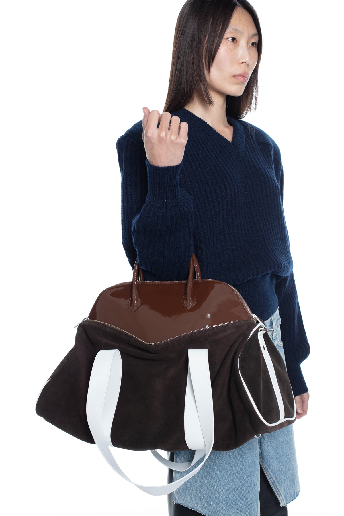 CARRIE BAG in brown and white