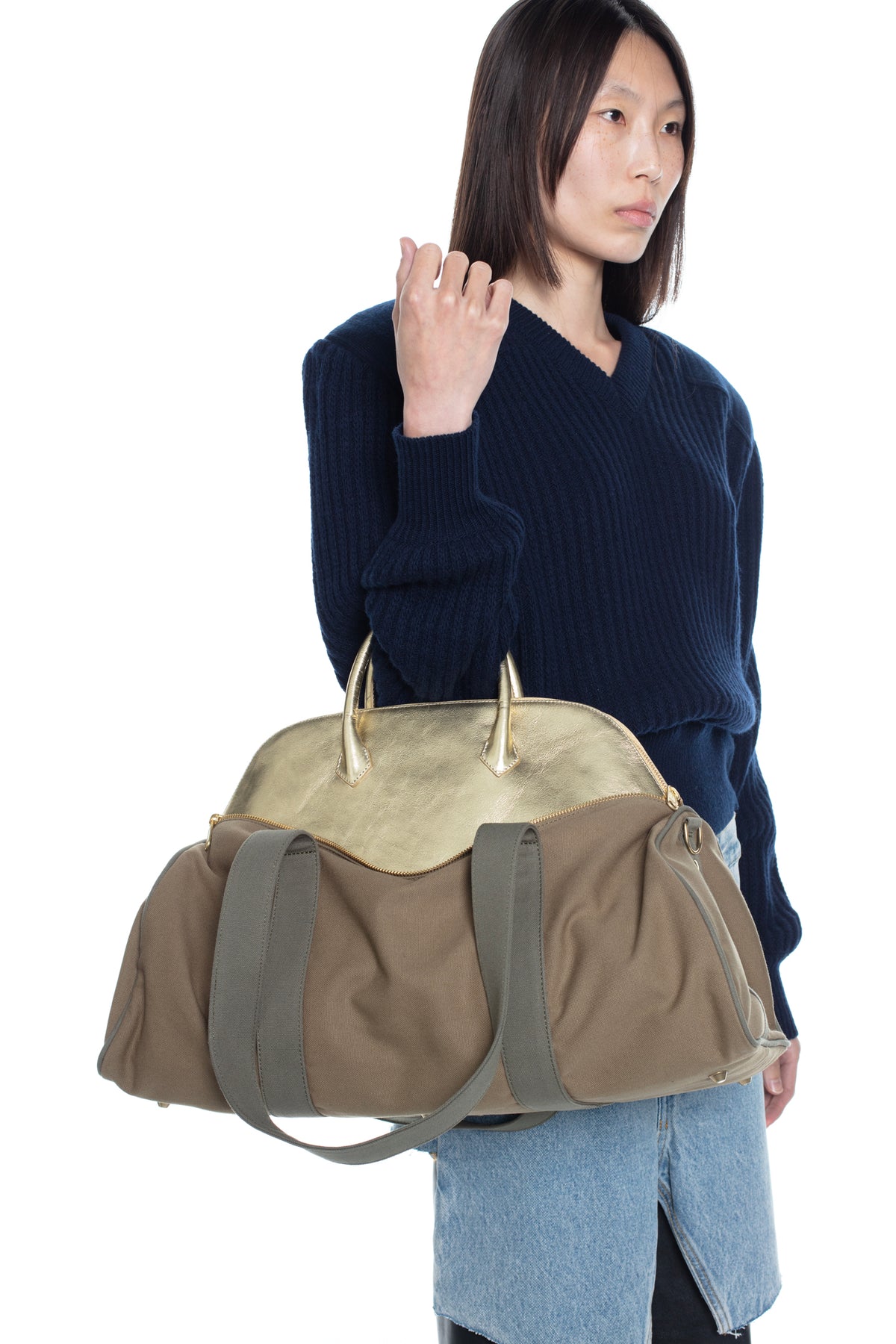 CARRIE BAG in army and gold