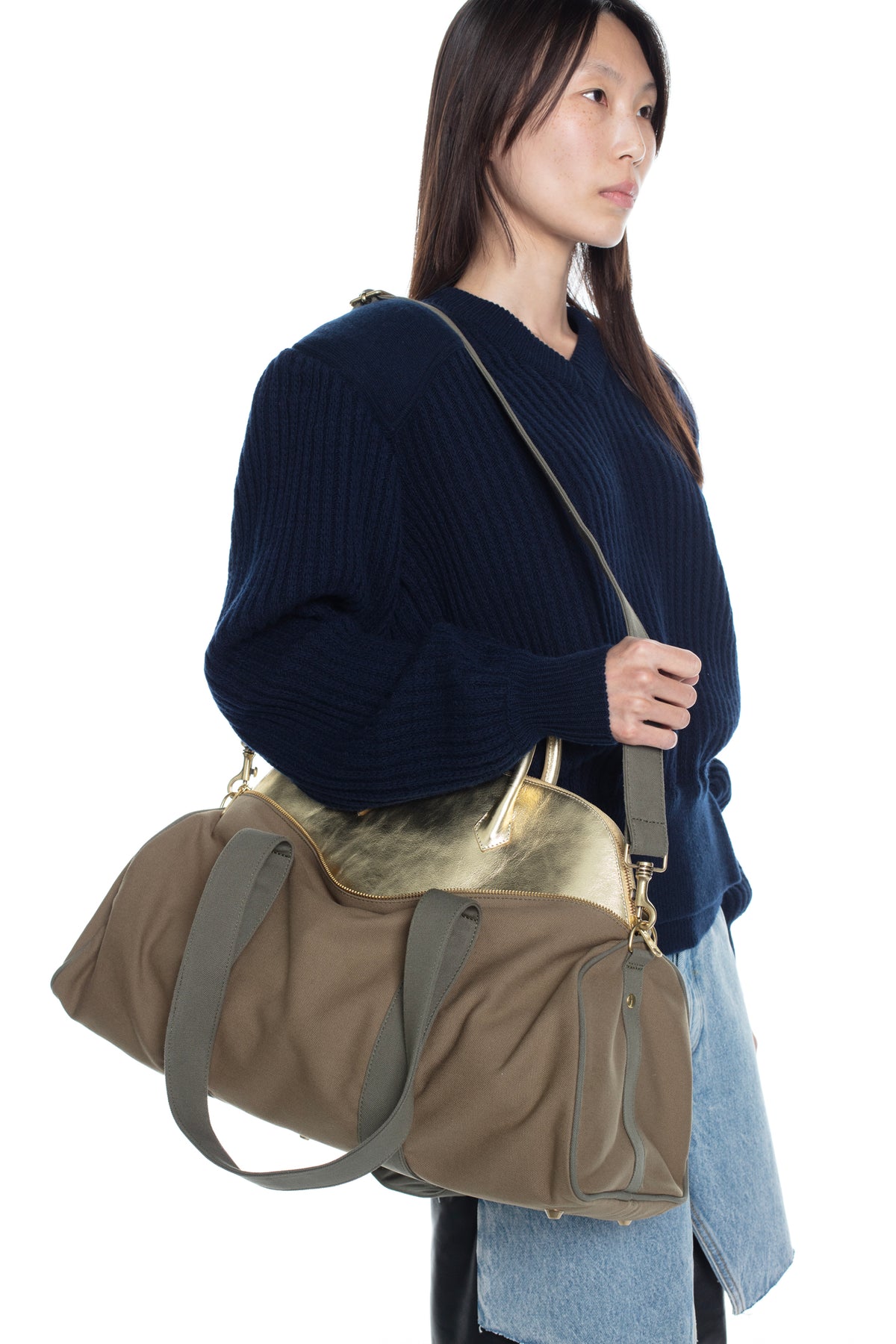 CARRIE BAG in army and gold