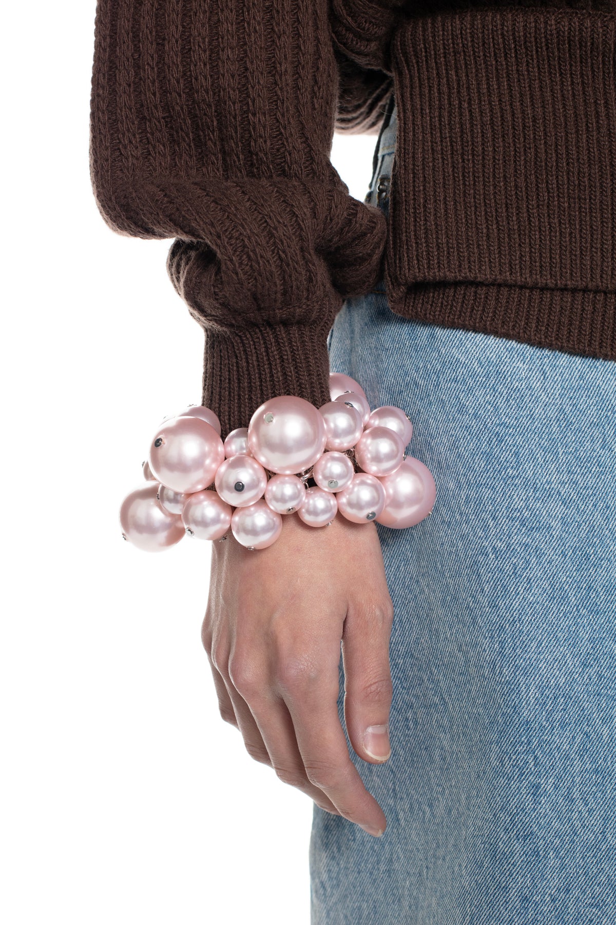 PUFFED PEARL BRACELET in powder pink