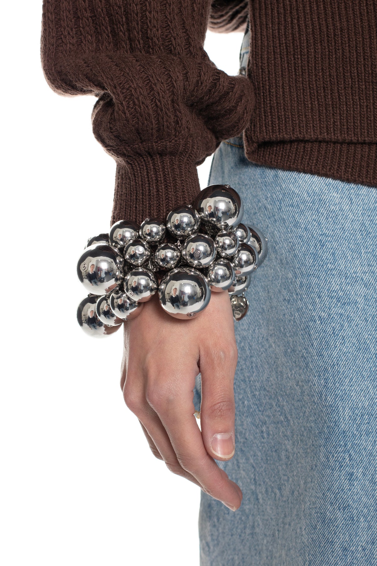 PUFFED PEARL BRACELET in silver