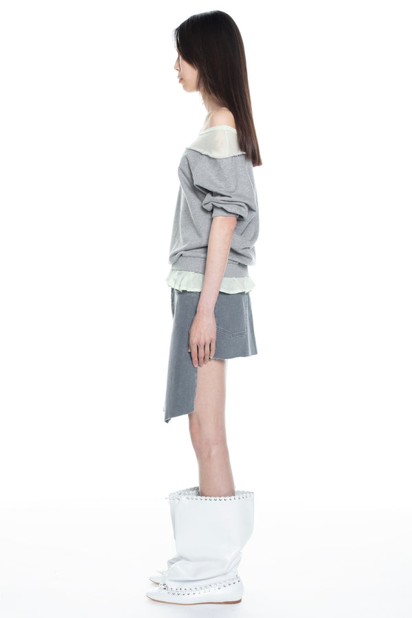 OFF SHOULDER SWEATSHIRT in heather grey OFF SHOULDER SWEATSHIRT in heather grey