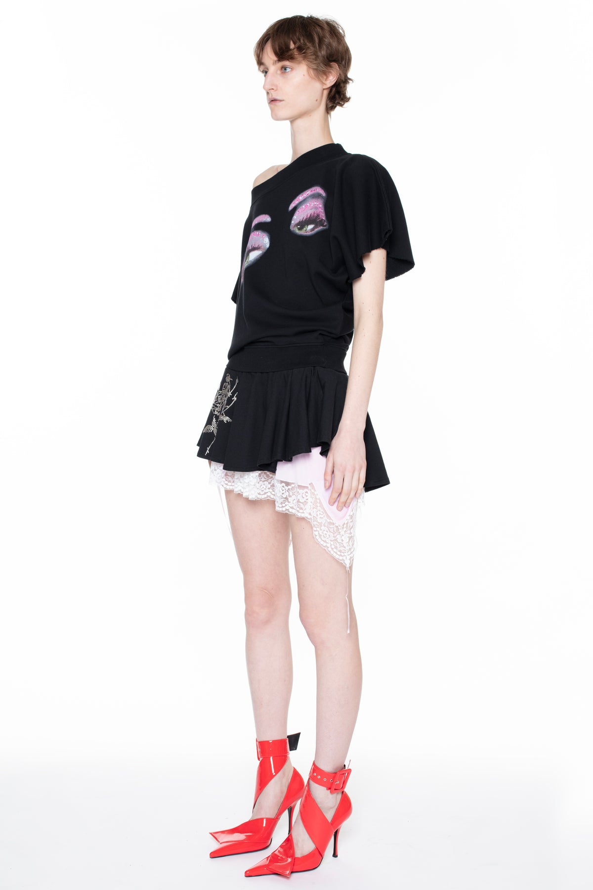 STUFFED T-SHIRT SKIRT in black