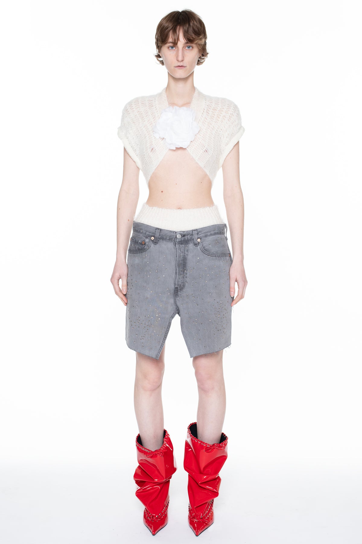 DISPLAY DENIM SHORT SKIRT in grey