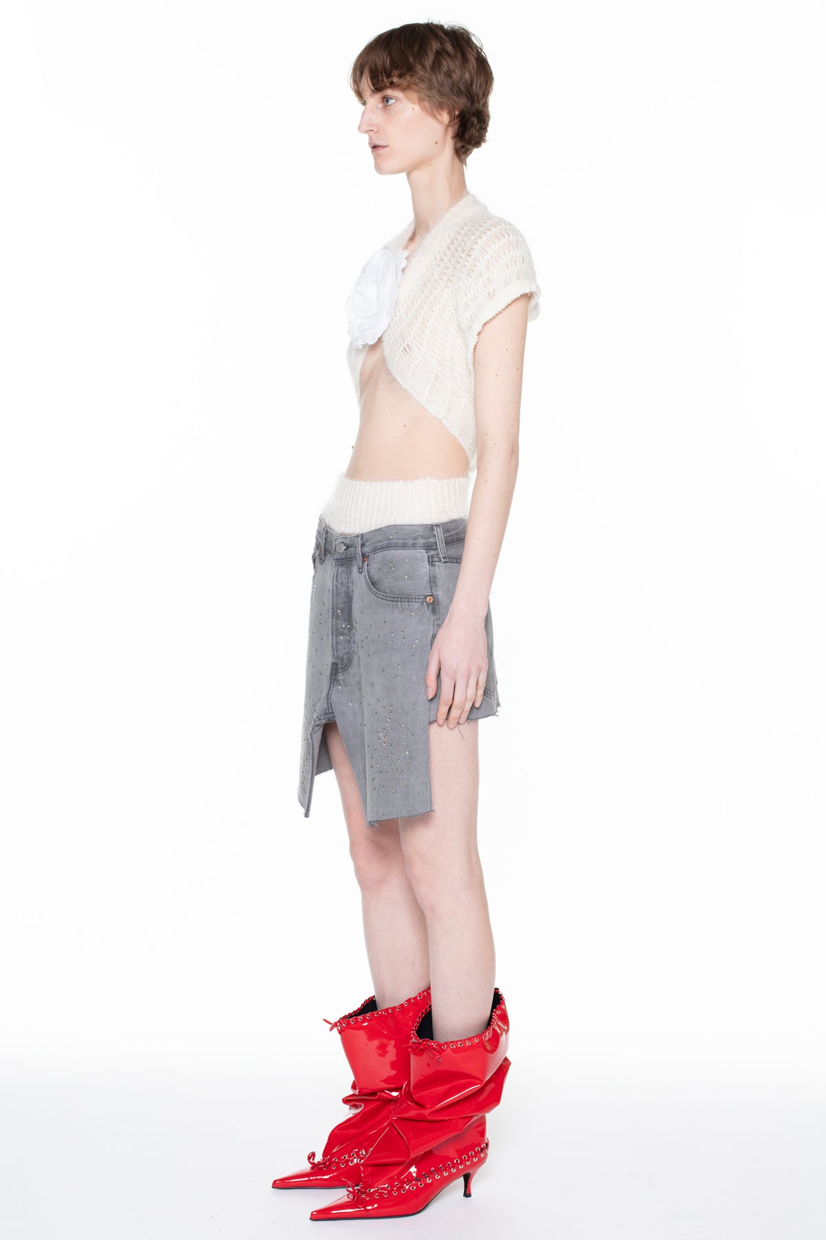 DISPLAY DENIM SHORT SKIRT in grey