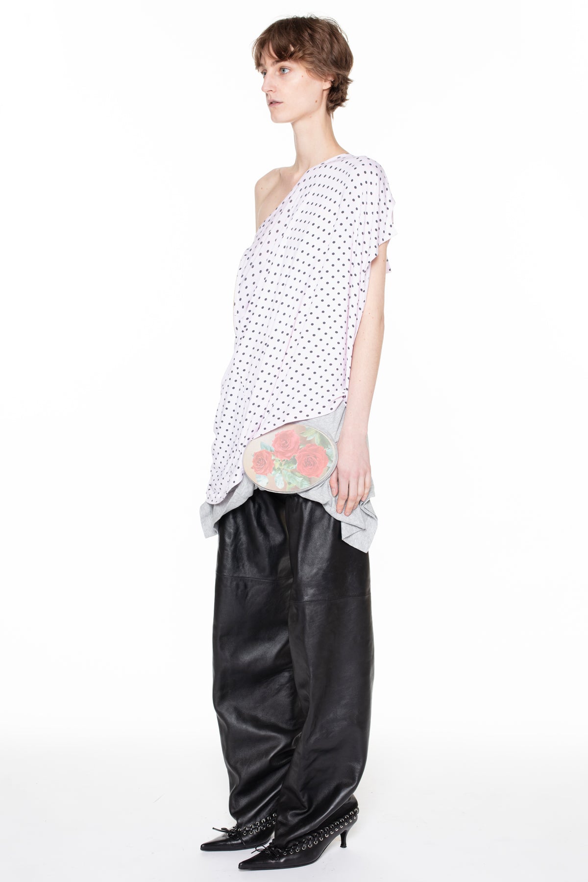 T-SHIRT LID SKIRT FLOWER in grey