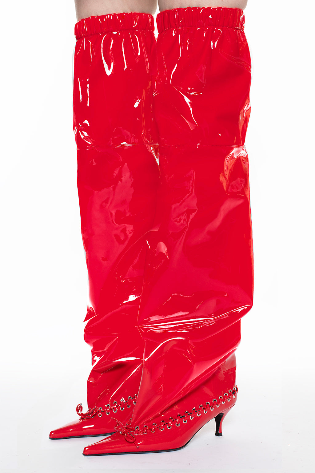 LEVEL BOOT, THIGH HIGH in red patent